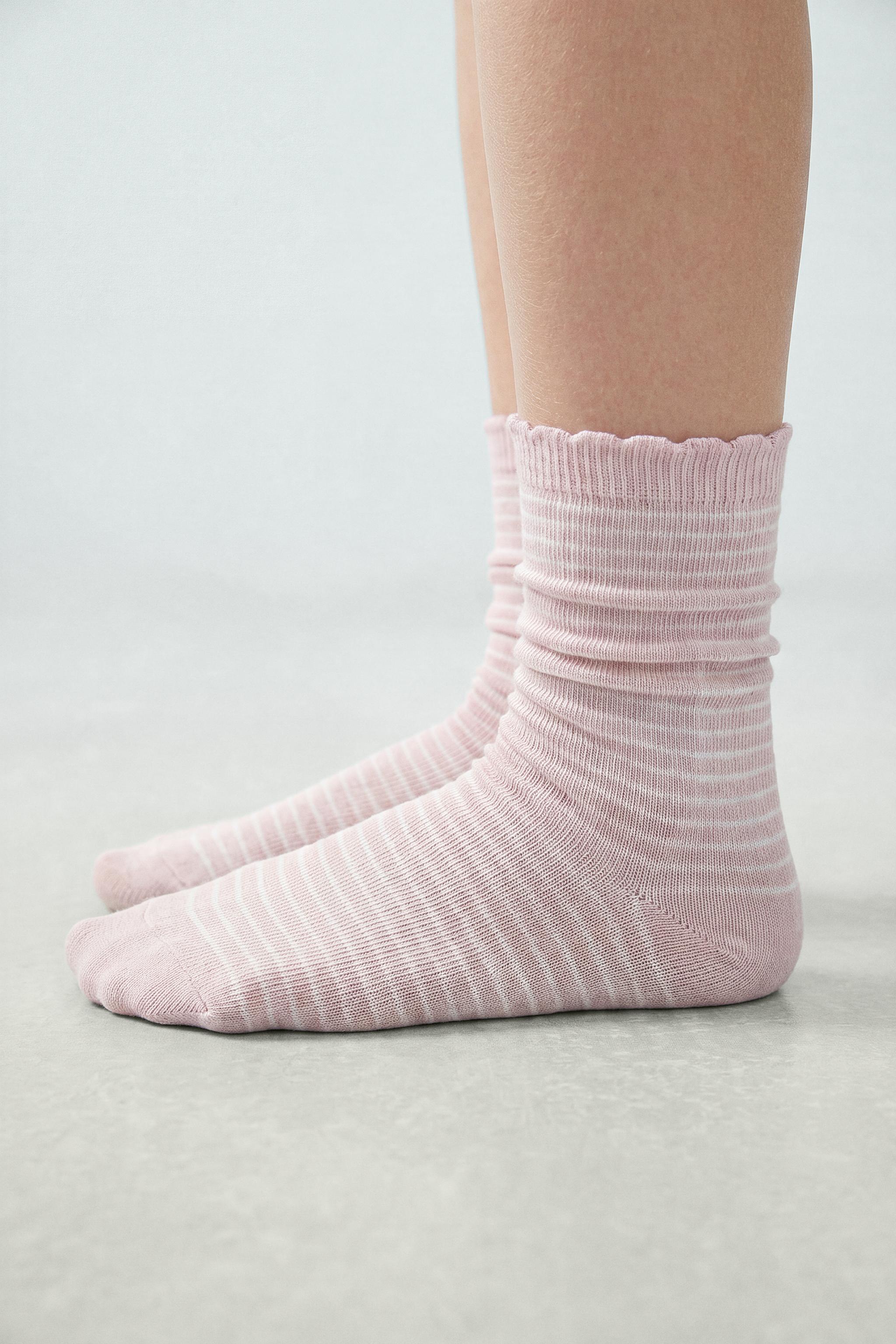 FIVE-PACK OF STRIPED AND POLKA DOT KNEE SOCKS